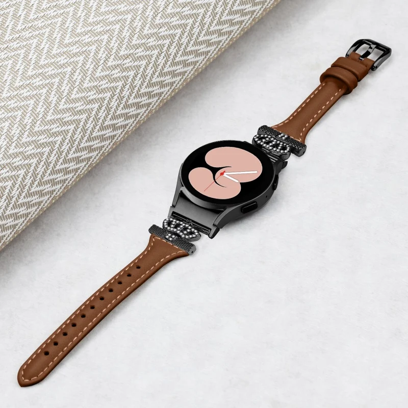 Black Buckle Strap Samsung Galaxy Watch Universal 20mm Watchband Crown Connector Wrist Band