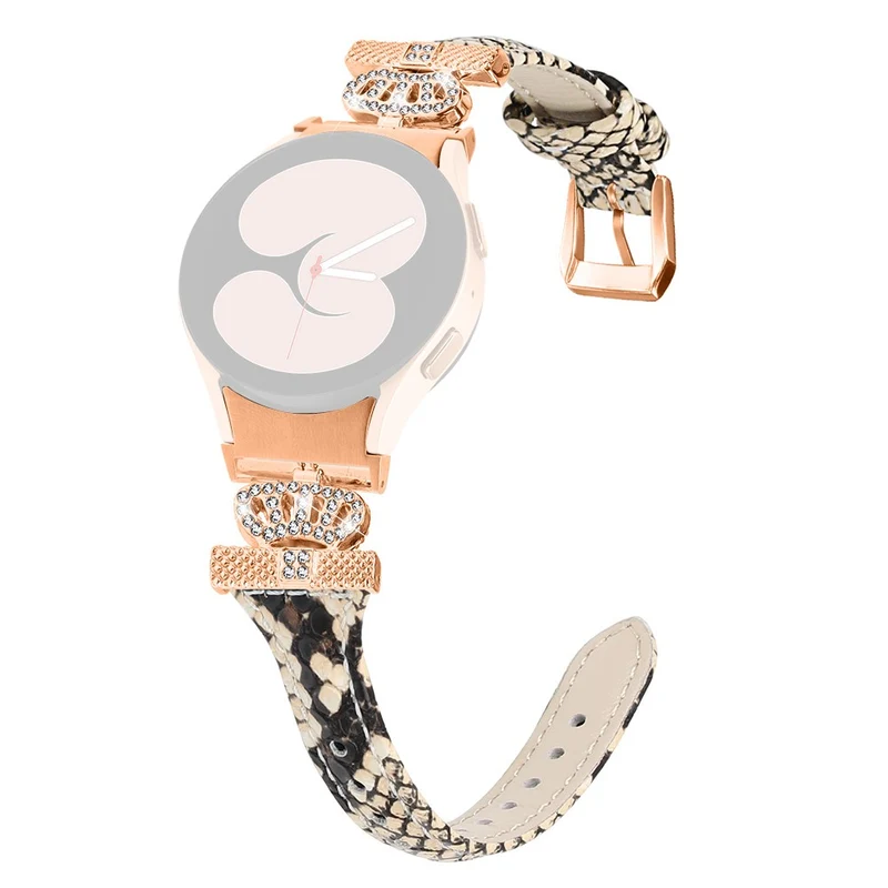 Rose Gold Buckle Strap Samsung Galaxy Watch Universal 20mm Watchband Rhinestone Crown Strap