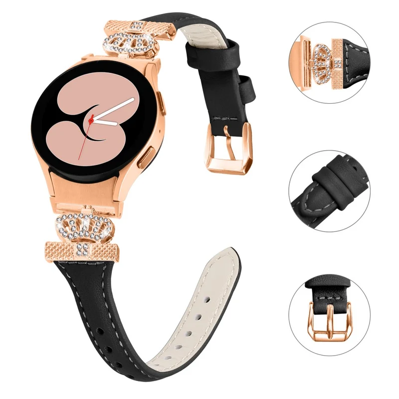 Rose Gold Buckle Strap Samsung Galaxy Watch Universal 20mm Watchband Rhinestone Crown Strap