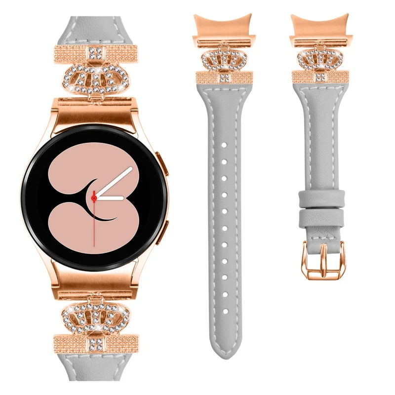 Rose Gold Buckle Strap Samsung Galaxy Watch Universal 20mm Watchband Rhinestone Crown Strap