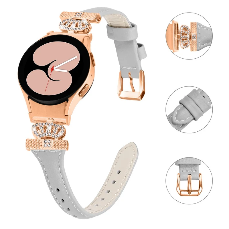 Rose Gold Buckle Strap Samsung Galaxy Watch Universal 20mm Watchband Rhinestone Crown Strap