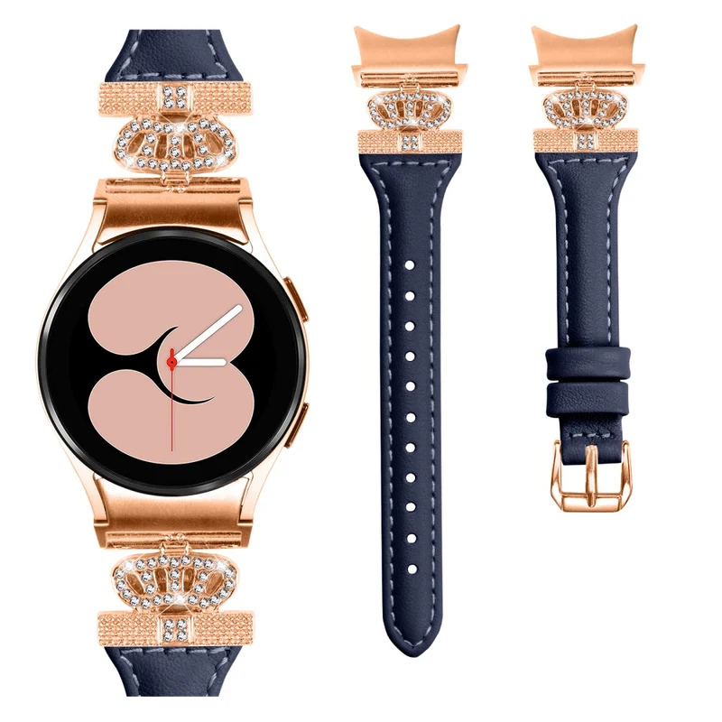 Rose Gold Buckle Strap Samsung Galaxy Watch Universal 20mm Watchband Rhinestone Crown Strap