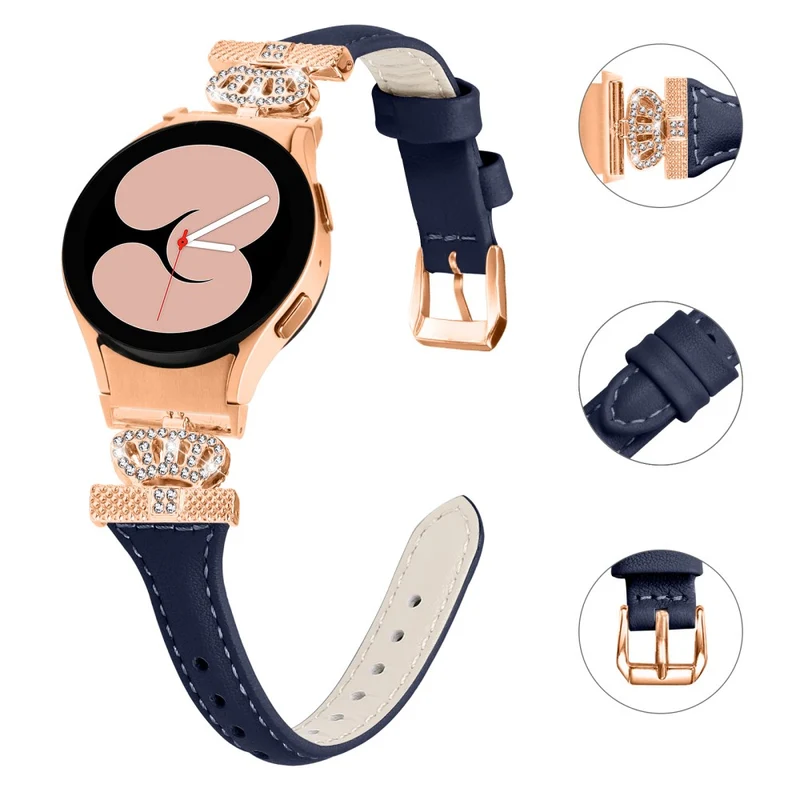 Rose Gold Buckle Strap Samsung Galaxy Watch Universal 20mm Watchband Rhinestone Crown Strap