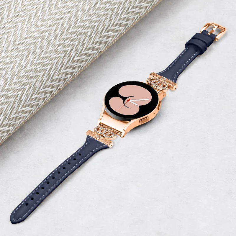 Rose Gold Buckle Strap Samsung Galaxy Watch Universal 20mm Watchband Rhinestone Crown Strap
