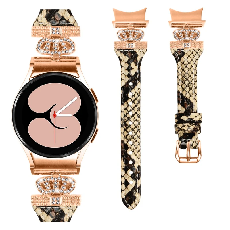 Rose Gold Buckle Strap Samsung Galaxy Watch Universal 20mm Watchband Rhinestone Crown Strap