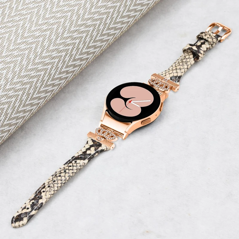 Rose Gold Buckle Strap Samsung Galaxy Watch Universal 20mm Watchband Rhinestone Crown Strap