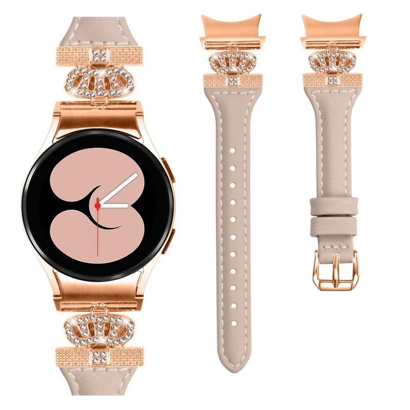 Rose Gold Buckle Strap Samsung Galaxy Watch Universal 20mm Watchband Rhinestone Crown Strap