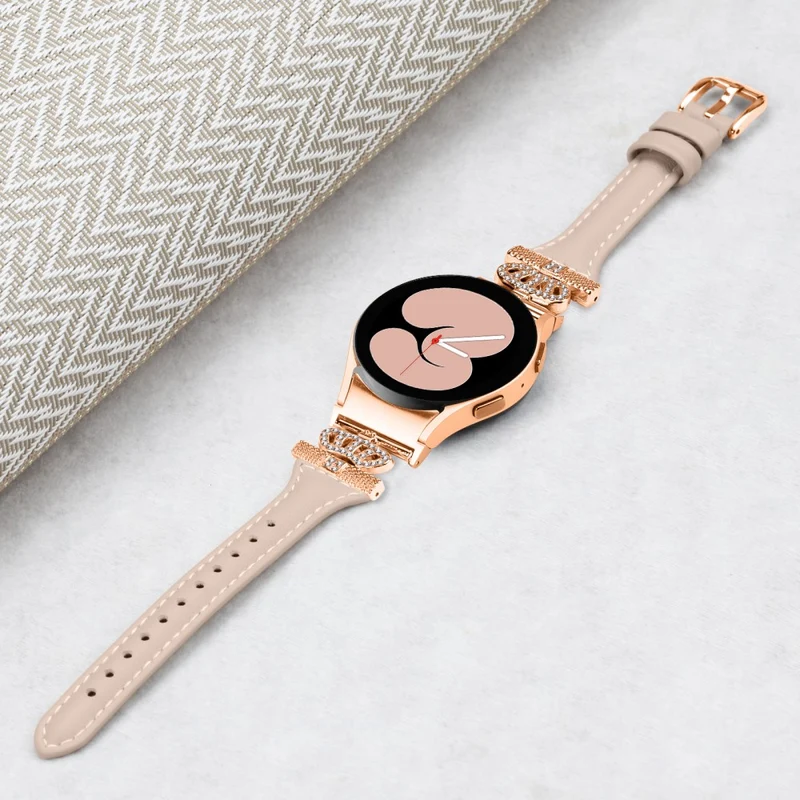 Rose Gold Buckle Strap Samsung Galaxy Watch Universal 20mm Watchband Rhinestone Crown Strap