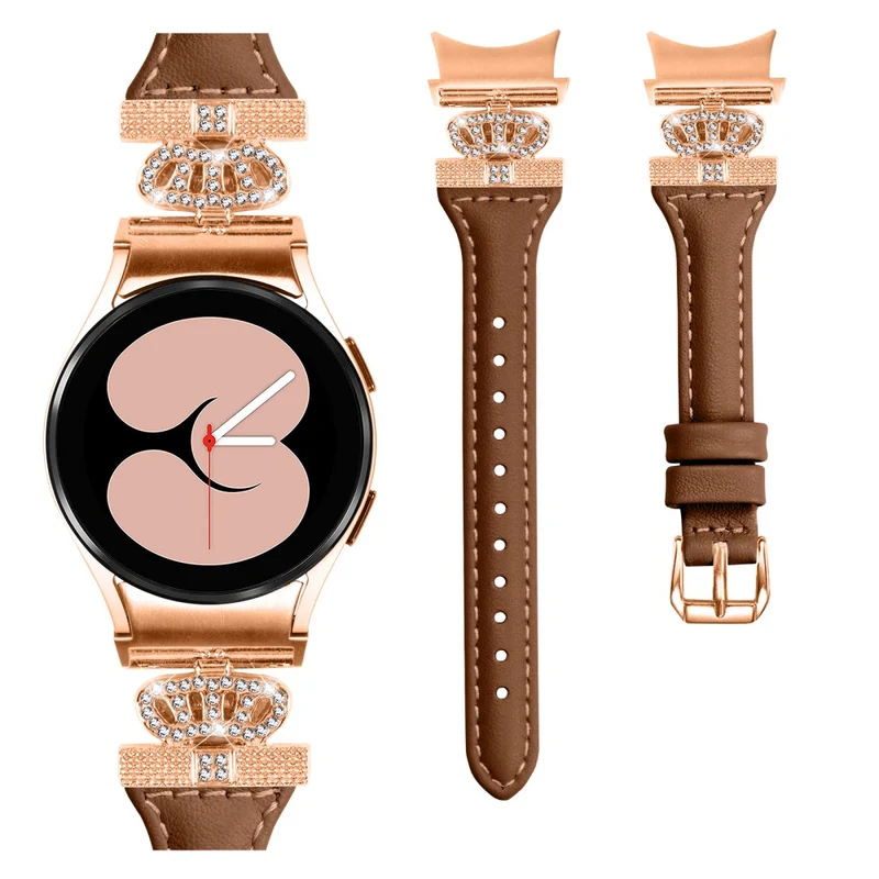 Rose Gold Buckle Strap Samsung Galaxy Watch Universal 20mm Watchband Rhinestone Crown Strap
