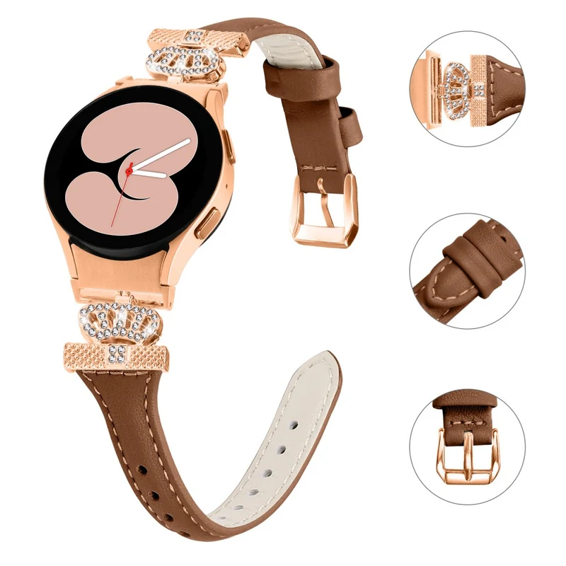 Rose Gold Buckle Strap Samsung Galaxy Watch Universal 20mm Watchband Rhinestone Crown Strap
