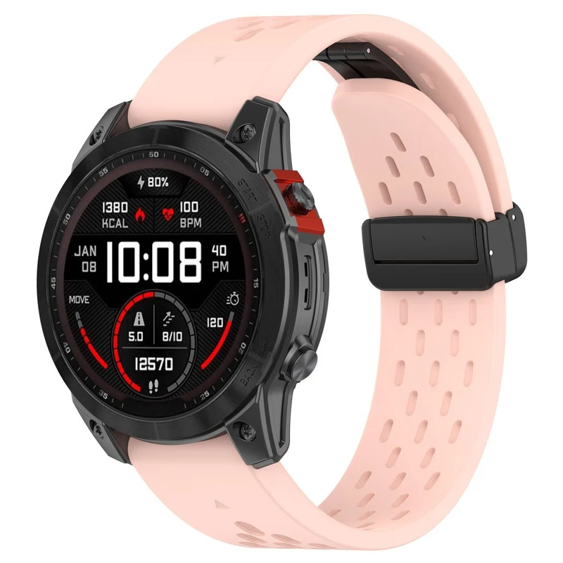 Garmin Fenix 7S / Instinct 2S / Fenix 6S / Fenix 6S Pro Breathable Strap Folding Buckle 20mm Silicone Watch Band