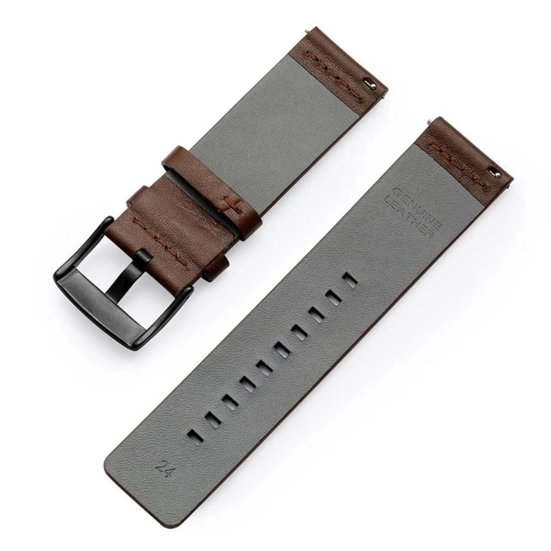 Suunto 9 / 9 Baro / 7 Replacement Watch Band 24mm Vegan Leather Watch Strap - Black / Black / Black