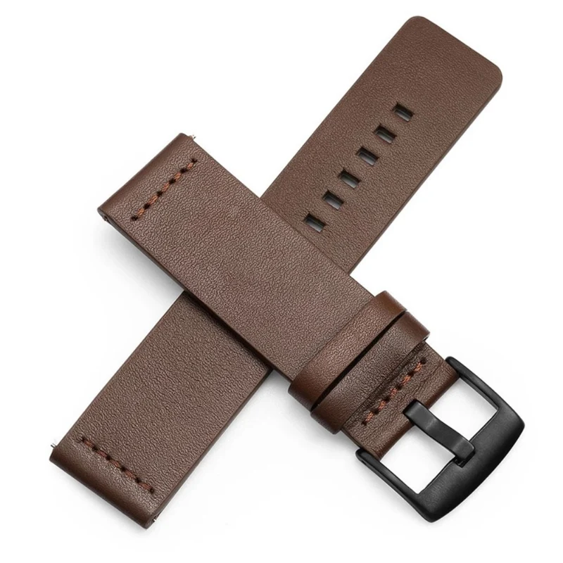 Suunto 9 / 9 Baro / 7 Replacement Watch Band 24mm Vegan Leather Watch Strap - Black / Black / Black