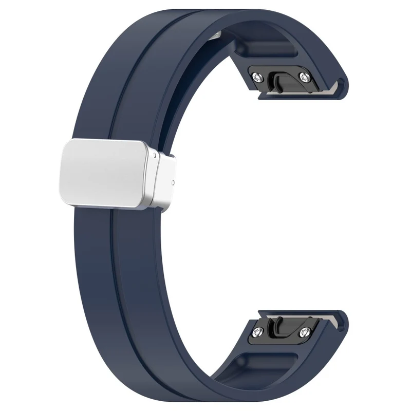 Garmin Fenix 7X / 7X Solar / Tactix 7 Pro Silicone Watch Band 26mm Folding Silver Buckle Watch Strap