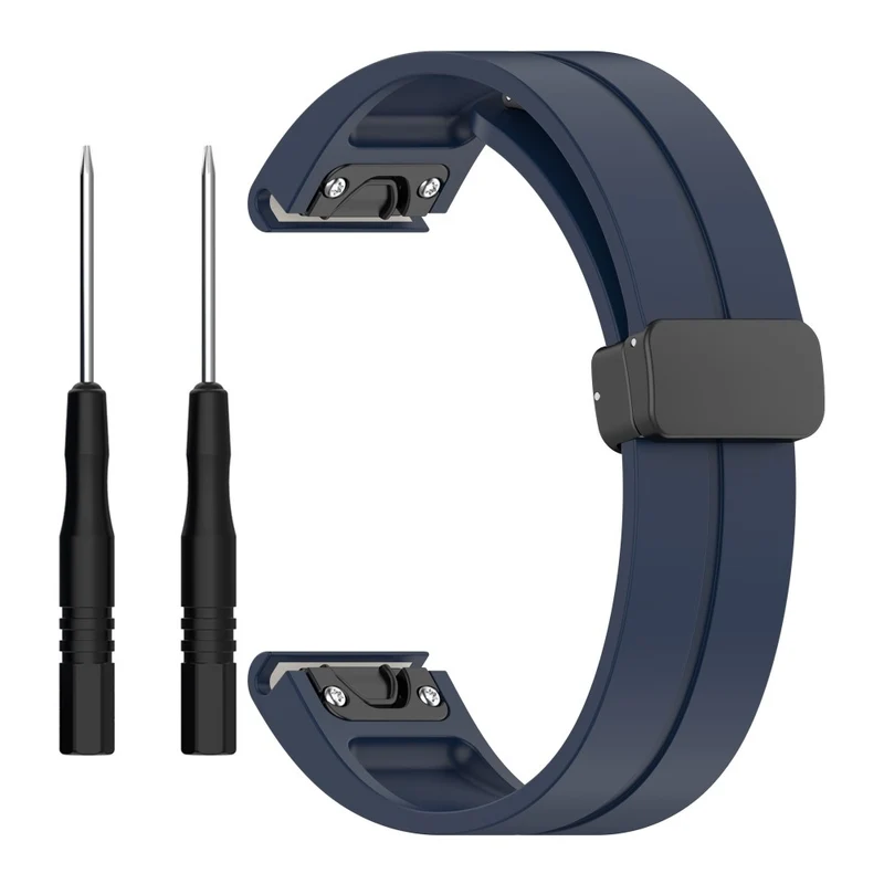 Garmin Fenix 7X / 7X Solar / Tactix 7 Pro Silicone Watch Strap 26mm Folding Black Buckle Watchband
