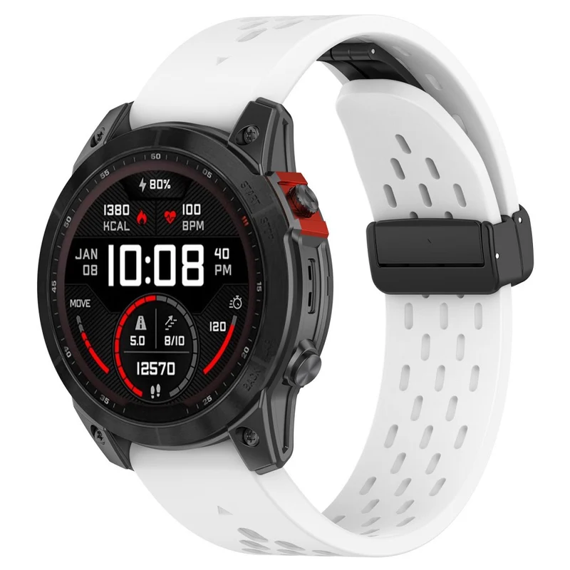 Garmin Tactix 7 Pro / Fenix 7X / Fenix 7X Solar Silicone Watch Strap 26mm Breathable Watch Band with Folding Buckle