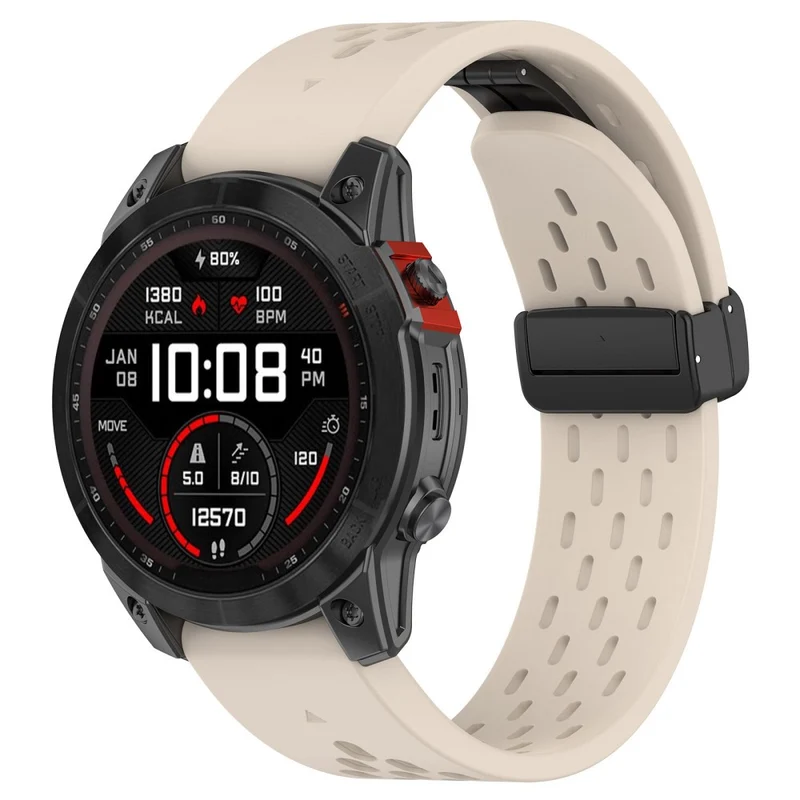 Garmin Tactix 7 Pro / Fenix 7X / Fenix 7X Solar Silicone Watch Strap 26mm Breathable Watch Band with Folding Buckle