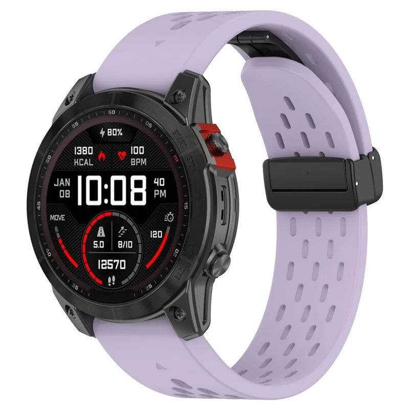 Garmin Tactix 7 Pro / Fenix 7X / Fenix 7X Solar Silicone Watch Strap 26mm Breathable Watch Band with Folding Buckle