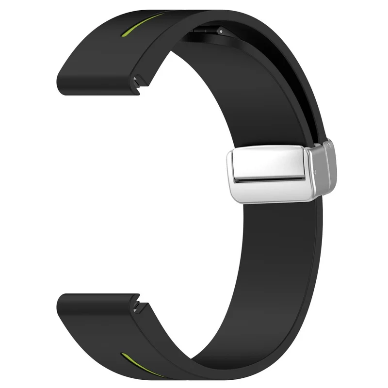 Huawei Watch GT 4 46mm / Samsung Galaxy Watch3 45mm Magnetic Silver Buckle Strap 22mm Dual Color Silicone Watch Band - Black+White