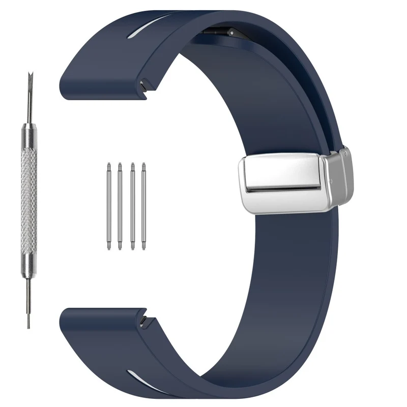 Huawei Watch GT 4 46mm / Samsung Galaxy Watch3 45mm Magnetic Silver Buckle Strap 22mm Dual Color Silicone Watch Band - Black+White