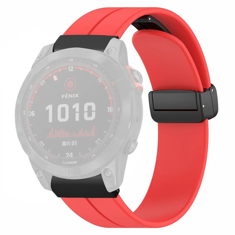 Garmin Fenix 7X / 6X / 5X Watch Strap Magnetic Buckle Silicone Band with 26mm Connector