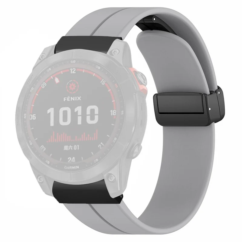 Garmin Fenix 7X / 6X / 5X Watch Strap Magnetic Buckle Silicone Band with 26mm Connector
