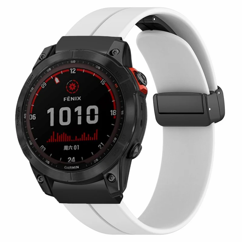 Garmin Fenix 7X / 6X / 5X Watch Strap Magnetic Buckle Silicone Band with 26mm Connector