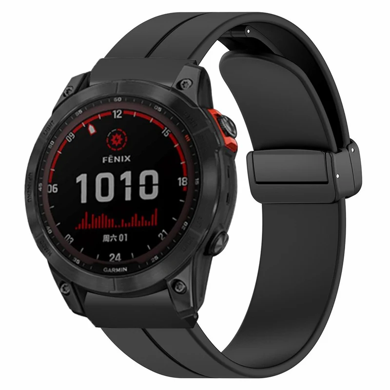 Garmin Fenix 7X / 6X / 5X Watch Strap Magnetic Buckle Silicone Band with 26mm Connector