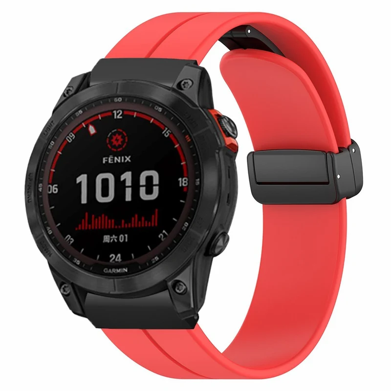 Garmin Fenix 7X / 6X / 5X Watch Strap Magnetic Buckle Silicone Band with 26mm Connector
