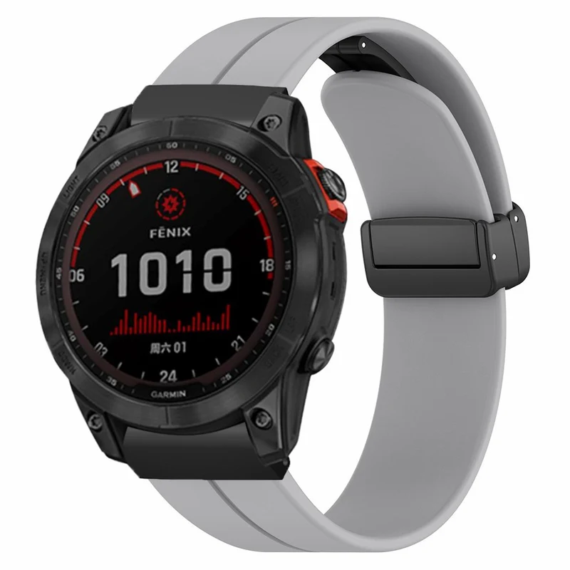 Garmin Fenix 7X / 6X / 5X Watch Strap Magnetic Buckle Silicone Band with 26mm Connector