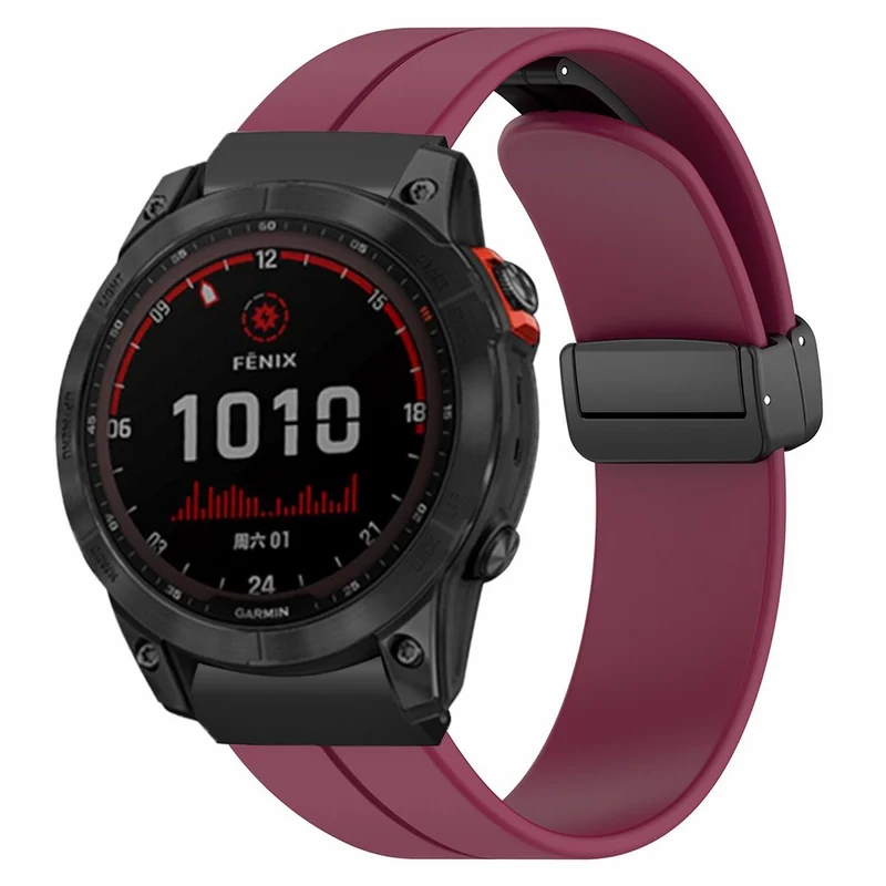 Garmin Fenix 7X / 6X / 5X Watch Strap Magnetic Buckle Silicone Band with 26mm Connector