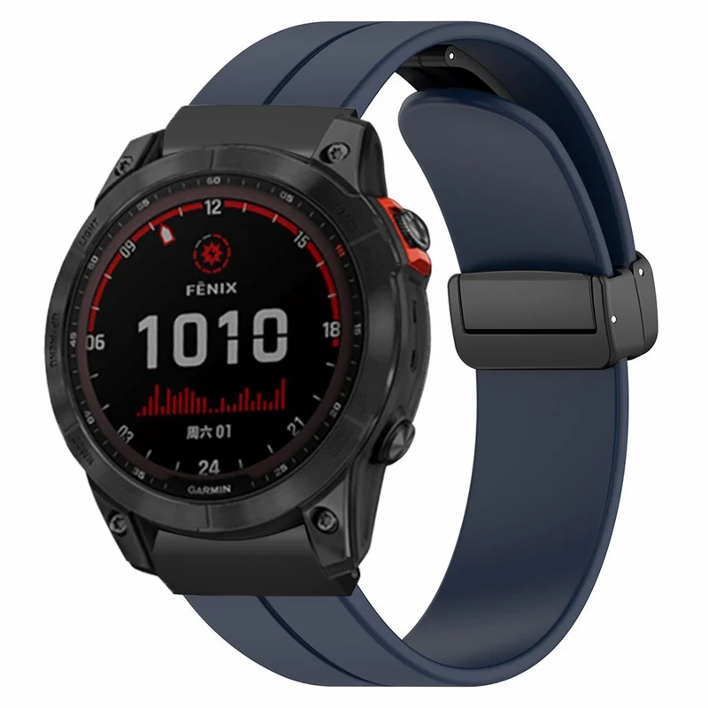 Garmin Fenix 7X / 6X / 5X Watch Strap Magnetic Buckle Silicone Band with 26mm Connector