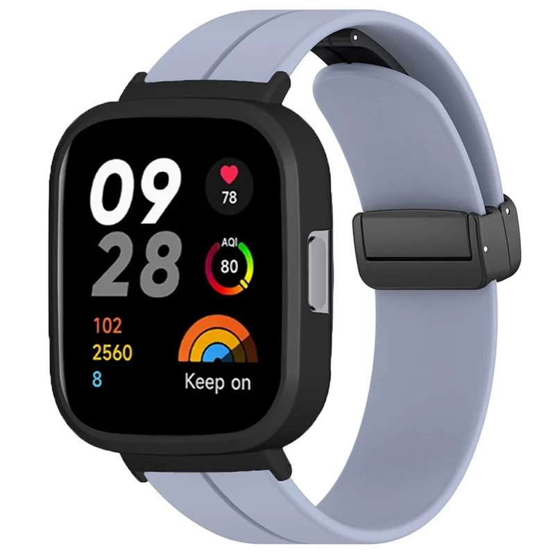 Xiaomi Redmi Watch 3 Watch Band Black Magnetic Buckle Silicone Wrist Strap with Watch Case