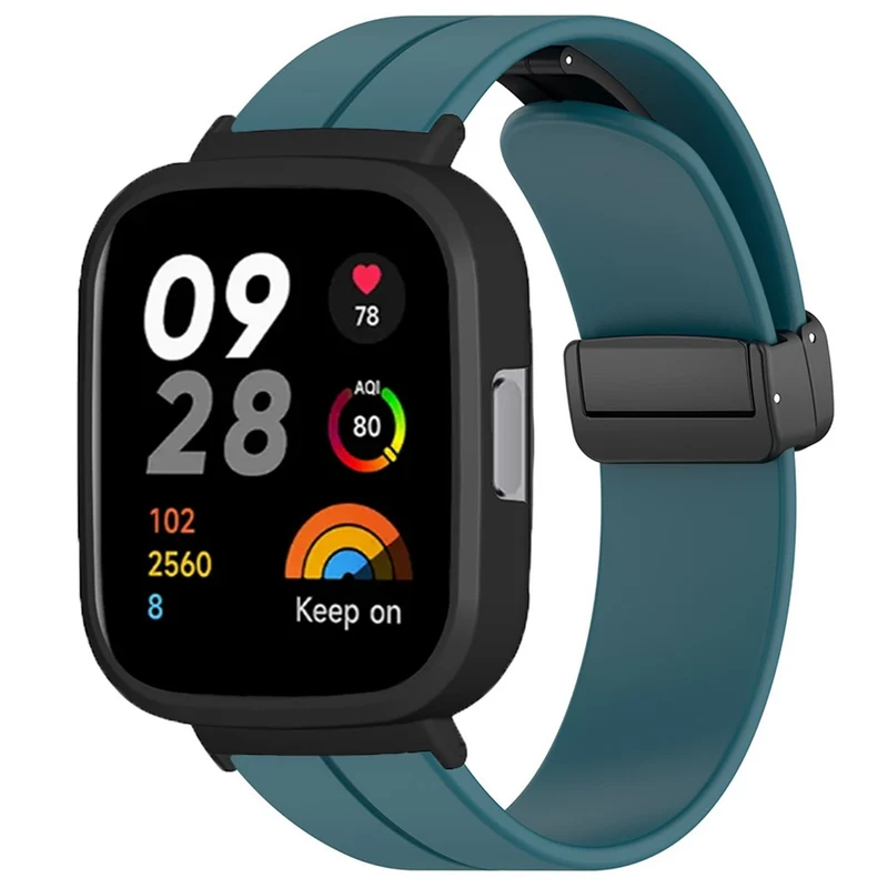 Xiaomi Redmi Watch 3 Watch Band Black Magnetic Buckle Silicone Wrist Strap with Watch Case