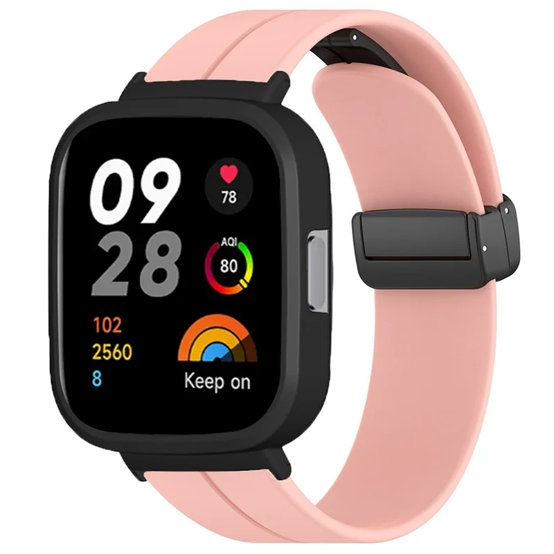 Xiaomi Redmi Watch 3 Watch Band Black Magnetic Buckle Silicone Wrist Strap with Watch Case