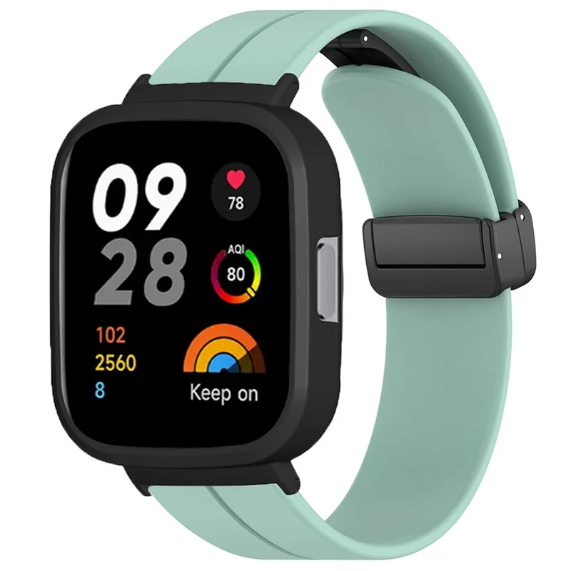 Xiaomi Redmi Watch 3 Watch Band Black Magnetic Buckle Silicone Wrist Strap with Watch Case