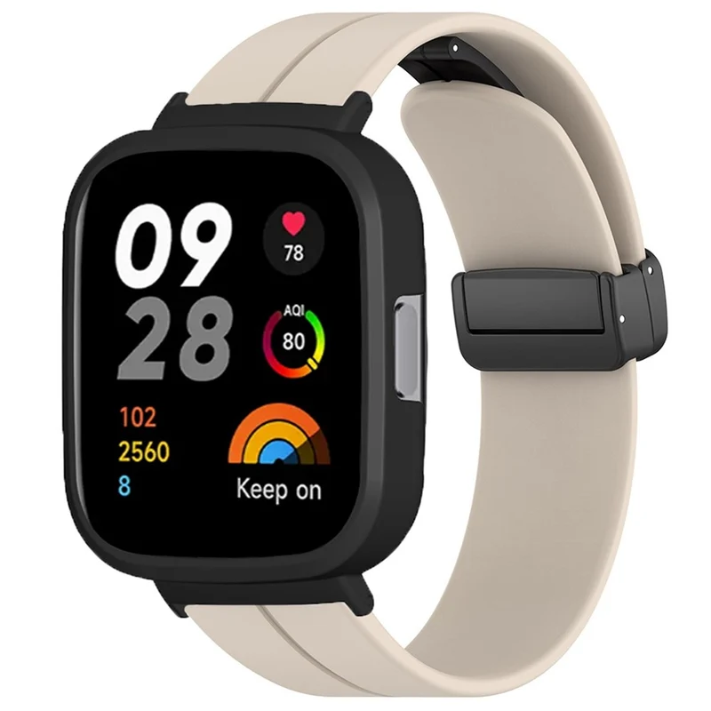 Xiaomi Redmi Watch 3 Watch Band Black Magnetic Buckle Silicone Wrist Strap with Watch Case