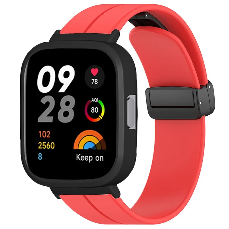 Xiaomi Redmi Watch 3 Watch Band Black Magnetic Buckle Silicone Wrist Strap with Watch Case
