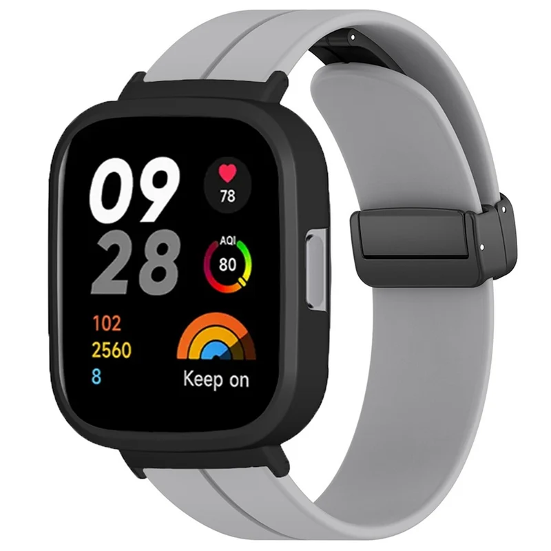 Xiaomi Redmi Watch 3 Watch Band Black Magnetic Buckle Silicone Wrist Strap with Watch Case