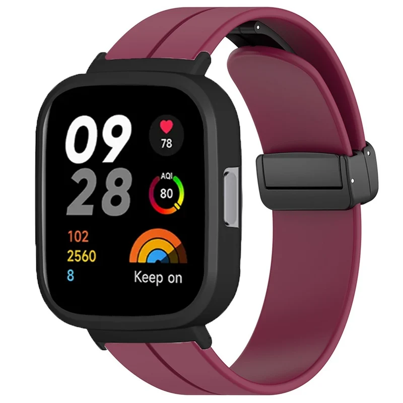 Xiaomi Redmi Watch 3 Watch Band Black Magnetic Buckle Silicone Wrist Strap with Watch Case