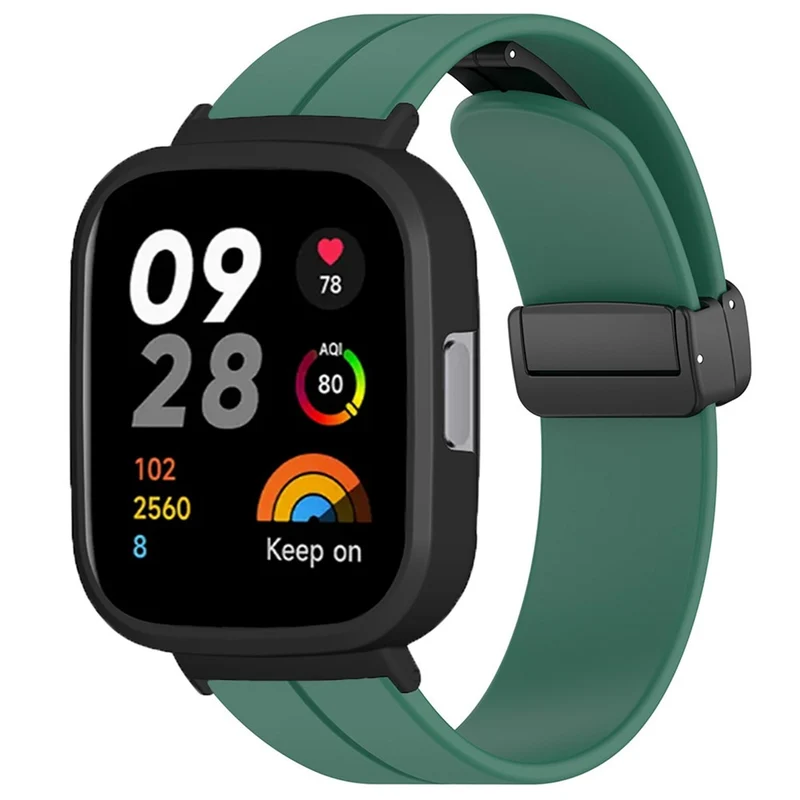 Xiaomi Redmi Watch 3 Watch Band Black Magnetic Buckle Silicone Wrist Strap with Watch Case