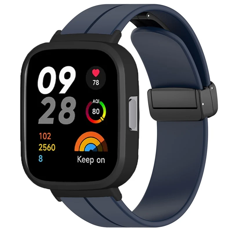 Xiaomi Redmi Watch 3 Watch Band Black Magnetic Buckle Silicone Wrist Strap with Watch Case