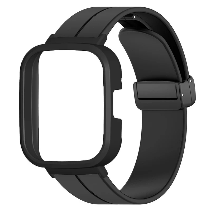 Xiaomi Redmi Watch 3 Watch Band Black Magnetic Buckle Silicone Wrist Strap with Watch Case