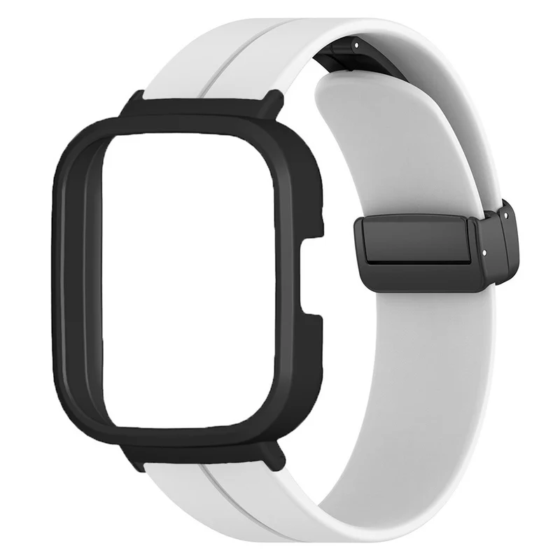 Xiaomi Redmi Watch 3 Watch Band Black Magnetic Buckle Silicone Wrist Strap with Watch Case