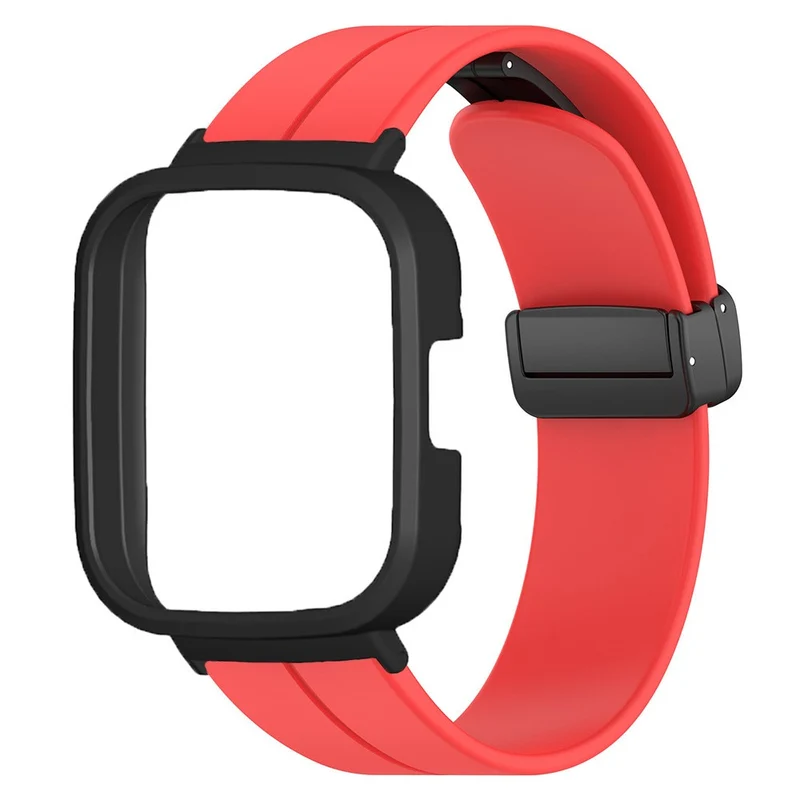 Xiaomi Redmi Watch 3 Watch Band Black Magnetic Buckle Silicone Wrist Strap with Watch Case