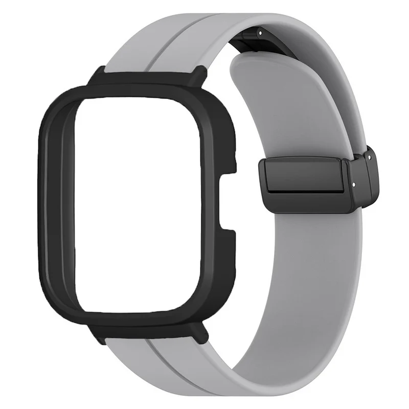 Xiaomi Redmi Watch 3 Watch Band Black Magnetic Buckle Silicone Wrist Strap with Watch Case