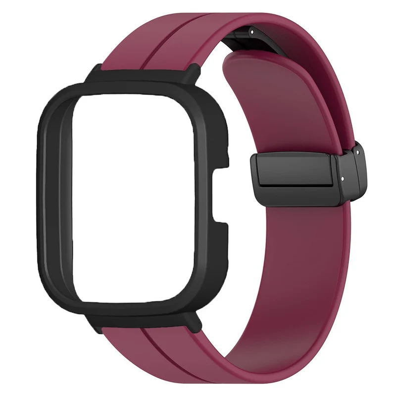 Xiaomi Redmi Watch 3 Watch Band Black Magnetic Buckle Silicone Wrist Strap with Watch Case
