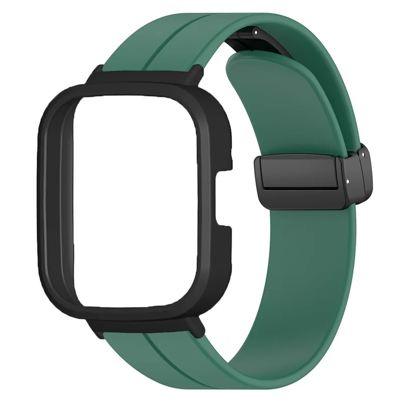 Xiaomi Redmi Watch 3 Watch Band Black Magnetic Buckle Silicone Wrist Strap with Watch Case