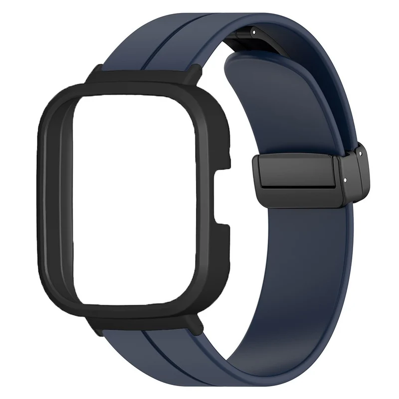 Xiaomi Redmi Watch 3 Watch Band Black Magnetic Buckle Silicone Wrist Strap with Watch Case