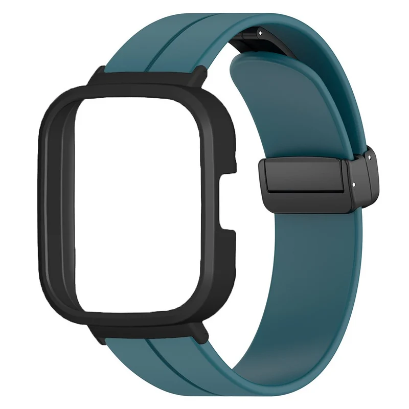 Xiaomi Redmi Watch 3 Watch Band Black Magnetic Buckle Silicone Wrist Strap with Watch Case
